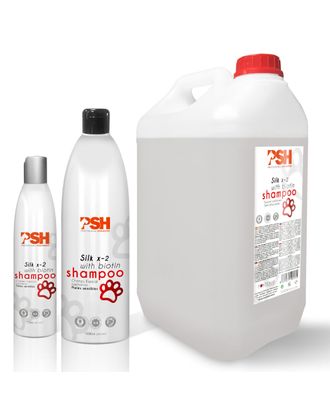 PSH Silk X-2 With Biotin Shampoo - szampon z biotyną i proteinami dla psów z długim włosem i wrażliwym naskórkiem, koncentrat 1:4