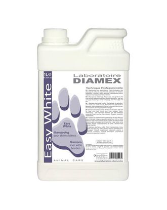 Diamex Easy White Shampoo - łagodny szampon dla psa z proteinami pszenicy i olejem kokosowym, do białej sierści, koncentrat 1:8 - 1L
