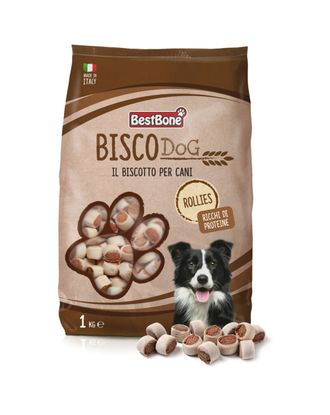 Best Bone Bisco Dog Rollies - smakołyki dla psa w z wołowiną i kurczakiem - Waga: 1kg