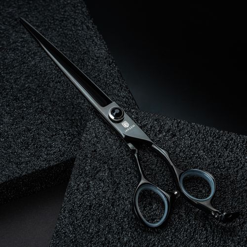 Jargem Black Skull Scissors 7 - Coated Straight Grooming Shears