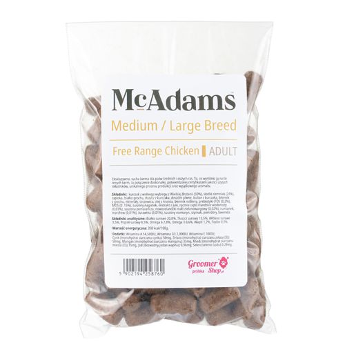 McAdams Medium/Large Breed Free Range Chicken 100g - wypiekana karma dla średniego i dużego psa, kurczak z wolnego wybiegu - próbka