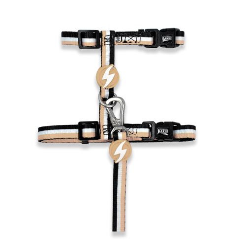 Dashi Stripes Brown & Black Cat Harness + Leash - szelki i smycz dla kota, zestaw, brązowo-czarne paski