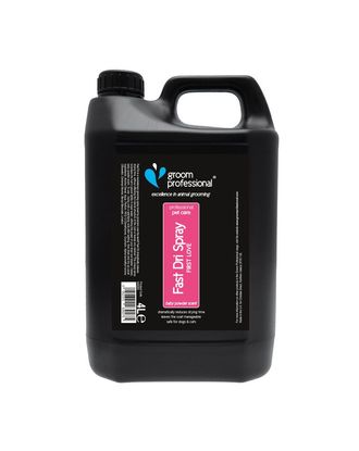Groom Professional Fast Dri Spray First Love - preparat redukujący czas suszenia sierści o 50%, o zapachu pudru niemowlęcego - 4L