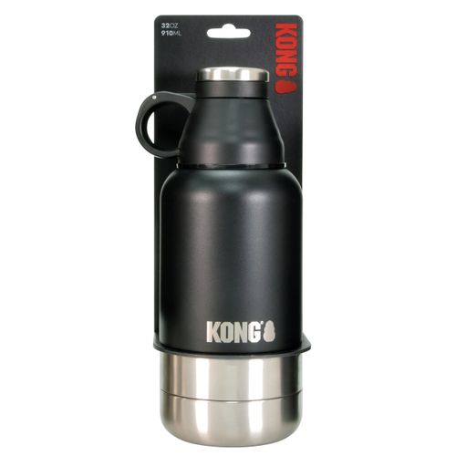 KONG Duo Day Trek - 4-in-1 water bottle for you and your dog, with a cup and 2 bowls