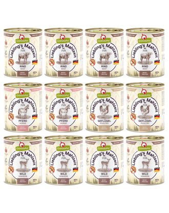 Zestaw karm GranataPet Pur 12x 800g - monoproteinowa bezzbożowa mokra karma dla psa, mix 4 smaków