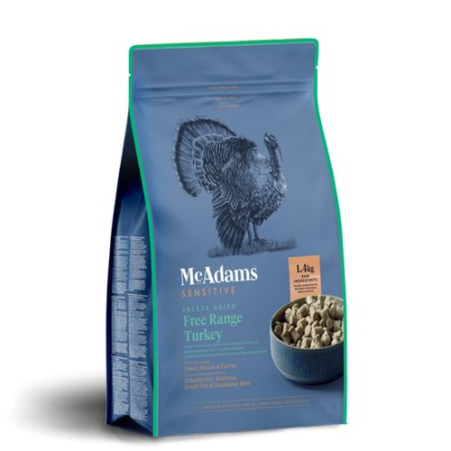 McAdams Freeze Dried Free Range Turkey - liofilizowana karma dla psa dorosłego i szczeniaka, indyk z warzywami