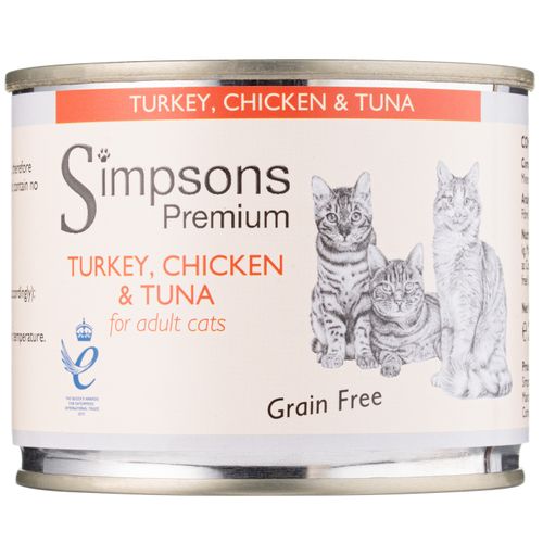Simpsons Premium Cat Turkey, Chicken & Tuna - bezzbożowa mokra karma dla kota, indyk kurczak i tuńczyk