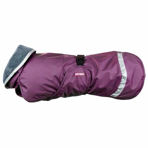Kevyt Pomppa for Harness  Plum - ciepła kurtka przeciwdeszczowa dla psa, z otworem na szelki, śliwkowa