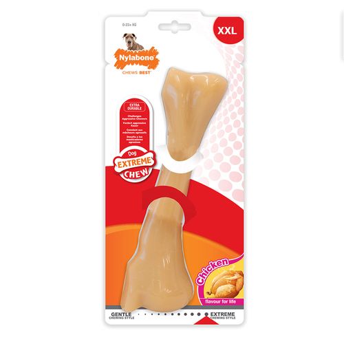 Nylabone Extreme Chicken Bone XXL - twardy i mocny gryzak dla dużego psa, o smaku kurczaka