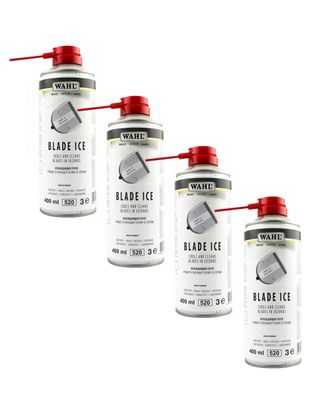 Wahl Blade Ice Spray 4w1 - preparat do chłodzenia, czyszczenia, oliwienia i ochrony ostrzy - Zestaw 4x400ml