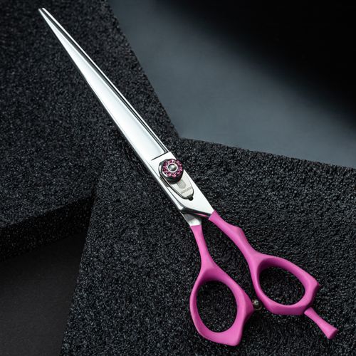 Jargem Pink Straight Scissors - nożyczki groomerskie proste z miękkim, ergonomicznym uchwytem w różowym kolorzeorze