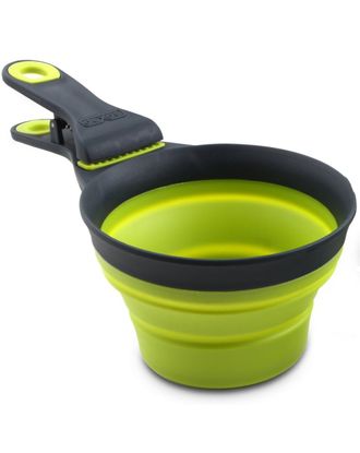 Dexas Collapsible KlipScoop 3w1 Small 118ml - składana miarka do karmy, z klipsem do zamykania worka, mała - Zielony
