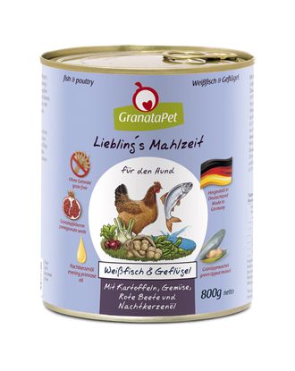 GranataPet Fish & Poultry - bezzbożowa mokra karma dla psa, ryby i drób - 800g - PROMOCJA ze względu na datę najlepiej spożyć przed 01.04.2025