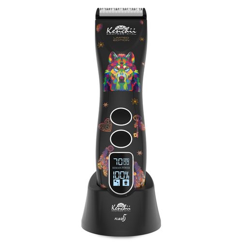 Kenchii Flash 5 Wolf Cordless Clipper with a 5-speed motor and adjustable blade