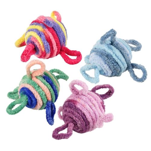 Flamingo Cat Woolen Balls 2szt. - piłeczki dla kota, z pętelkami z mikrofibry, grzechoczące
