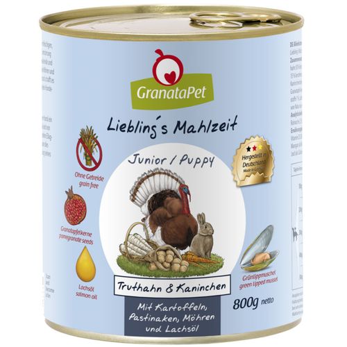 GranataPet Turkey & Coney Junior - bezzbożowa mokra karma dla szczeniaka, indyk i królik