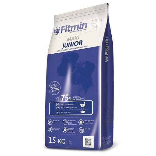 Fitmin Maxi Junior 15kg - pełnowartościowa karma dla szczeniąt psów ras dużych i olbrzymich, z kurczakiem