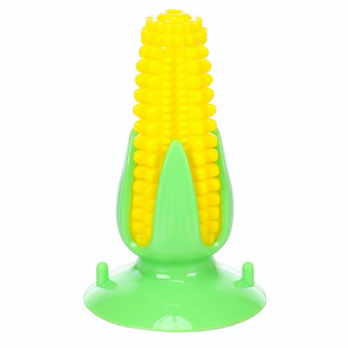 Flamingo Bruco Corn 15cm - gryzak dentystyczny dla psa z przyssawką i piszczałką, kolba kukurydzy