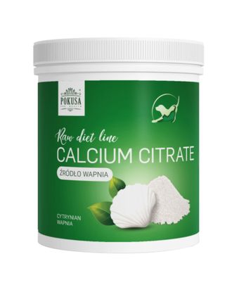 Pokusa Raw Diet Calcium Citrate - cytrynian wapnia, wspiera zdrowie kości, zęby i układ krwionośny psa i kota - 250g