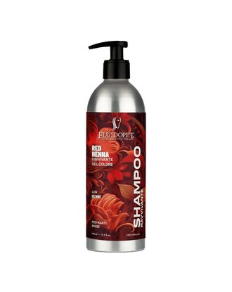 FluidoPet Henna Natural Shampoo - profesjonalny szampon podbijający czerwony, rudy, mahoniowy, złoty, brązowy kolor sierści, koncentrat 1:20 - 500ml