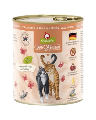 GranataPet DeliCatessen Veal & Coney - bezzbożowa mokra karma dla kota, cielęcina i królik - 800g