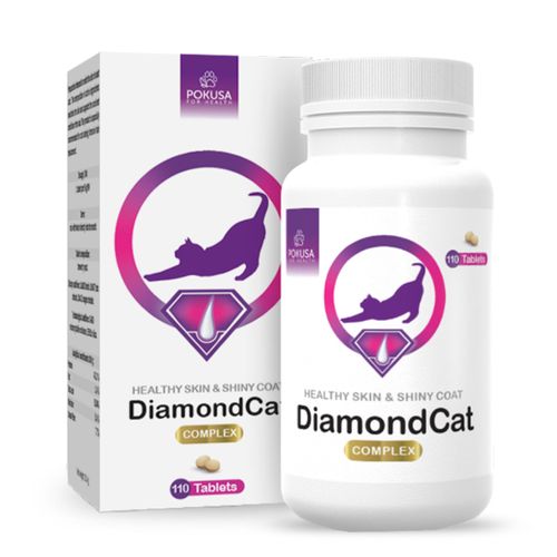 Pokusa DiamondCat to profesjonalny suplement diety stworzony w celu regeneracji i wzmocnienia suchej, łamliwej, pozbawionej blasku i koloru sierści kota.