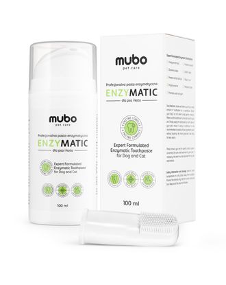 Mubo EnzyMatic Toothpaste 100ml - profesjonalna pasta enzymatyczna dla psa i kota, z czyścikiem