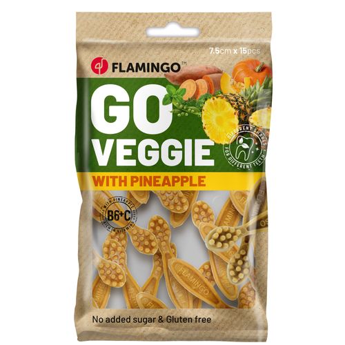 Flamingo Go Veggie Snacks with Pineapple 120g - wegańska przekąska dla psa, o smaku ananasa