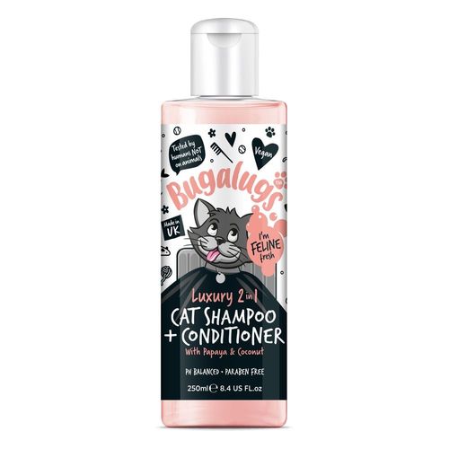 Bugalugs Luxury 2in1 Papaya & Coconut Cat Shampoo 500ml - szampon z odżywką dla kota, oczyszcza i pielęgnuje