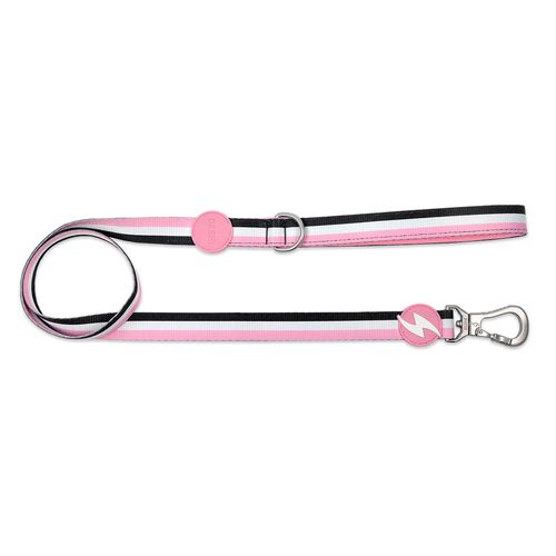 Dashi Stripes Pink & Black Leash 120cm - miejska smycz taśmowa dla psa, paski