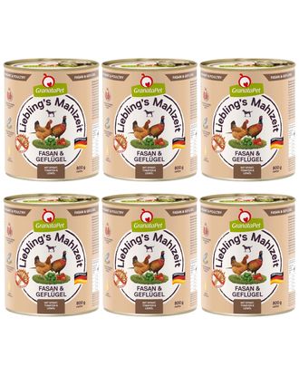 GranataPet Pheasant & Poultry - bezzbożowa mokra karma dla psa, bażant i drób - 6x 800g