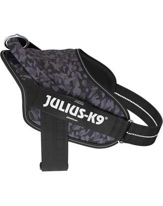 Julius-K9 Power & More Harness Night Camo - szelki dla psa z adaptacyjnym pierścieniem do smyczy, czarne moro