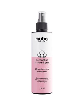 Mubo Detangling & Shine Spray 250ml - dwufazowa odzywka ułatwiająca rozczesywanie i nabłyszczająca dla psa i kota