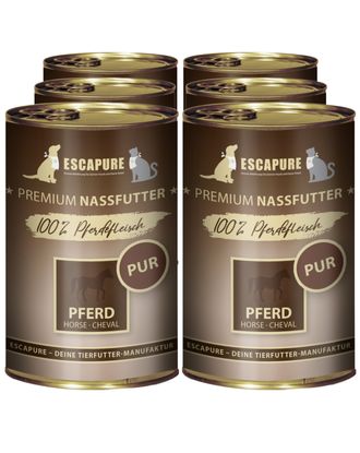 Escapure Pferd Pur - uzupełniająca mokra karma dla psa i kota, 100% koniny - 6x 400g