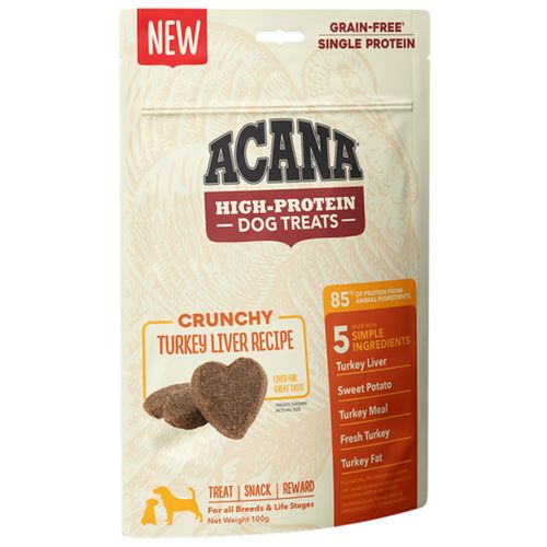 Acana Crunchy Turkey Liver 100g - ciasteczka dla psa w kształcie serduszek, z indykiem