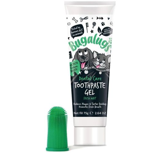 Bugalugs Dental Care Kit 75g - pasta do zębów dla psa i kota, ze silikonowa szczoteczką na palec