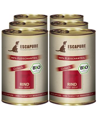 Escapure Rind Bio - ekologiczna, mokra karma dla psa, wołowina z warzywami i ziołami - 6x 400g