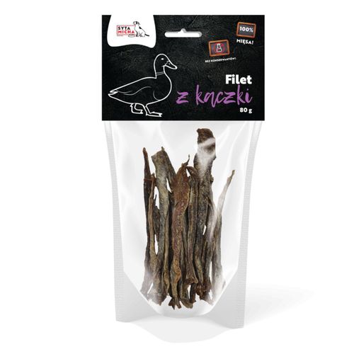 Syta Micha Filet z Kaczki 80g - naturalne przekąski dla psa w formie pasków z suszonych filetów z kaczki