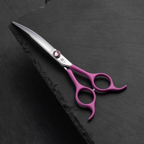 Blovi Amber Line Curved Scissors - with Decorative Tension Screw, Pink