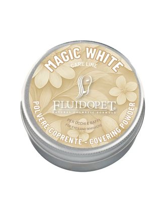 FluidoPet Magic White Powder 50ml - profesjonalny, biały puder do maskowania przebarwień na wąsach i pod oczami, dla psów i kotów wystawowych
