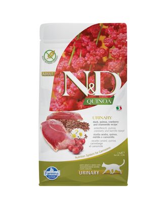 Farmina ND Quinoa Cat Urinary 1,5kg - pełnoporcjowa karma dla dorosłych kotów z problemami układu moczowego, z kaczką, komosą ryżową, żurawiną i rumiankiem