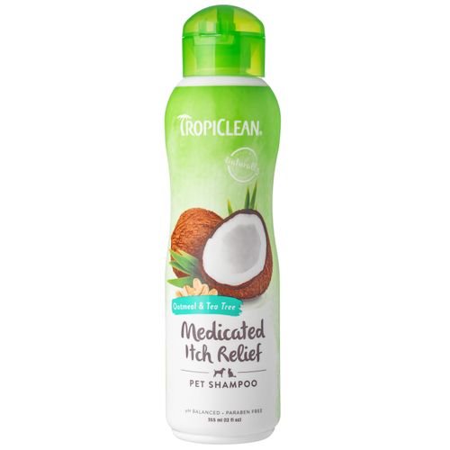 Tropiclean Oatmeal & Tea Tree Medicated Itch Relief Shampoo - kojący skórę i łagodzący podrażnienia szampon dla psa