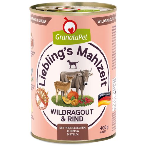 GranataPet Venison Ragout & Beef  - bezzbożowa mokra karma dla psa, dziczyzna i wołowina