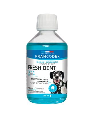 Francodex Fresh Dent 2w1 - płyn do higieny jamy ustnej psów i kotów, z wyciągiem z granatu, dodatek do wody - 250ml