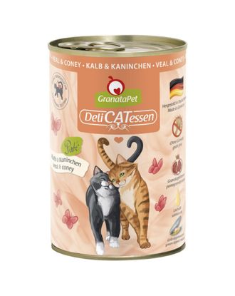 GranataPet DeliCatessen Veal & Coney - bezzbożowa mokra karma dla kota, cielęcina i królik