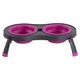 Dexas Double Elevated Feeder - Dog Bowls On Foldable Stand, Turquoise - Large