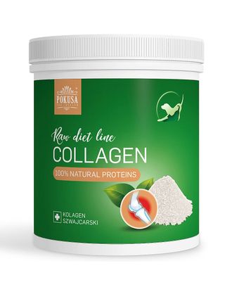Pokusa RawDietLine Collagen - kolagen dla psa, kota, z ryb oceanicznych, wspomaga mięśnie, stawy, skórę, pazury - 200g