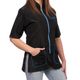 Blovi Athena Blouse Blue - Women's Short-Sleeved Grooming Blouse, Black with Blue Details