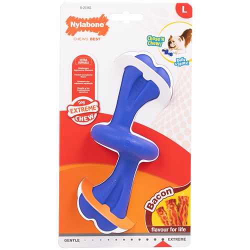 Nylabone Power Chew Rolling Dog Toy - twardy gryzak dla psa, turlająca się kość o zapachu bekonu