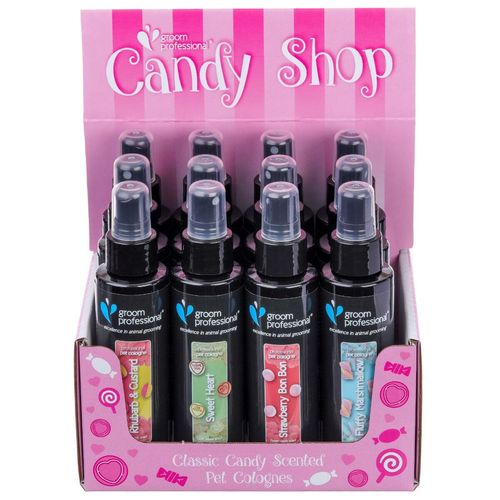 Groom Professional Perfumes Candy Shop 12x100ml - perfumy dla psa, zestaw z eskpozytorem do dalszej odsprzedaży, 4 zapachy